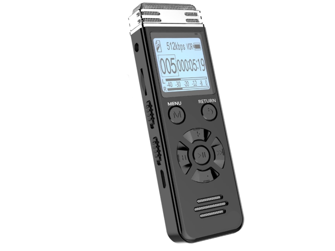 Gravador De Voz Digital 64g Com Cartão Sd Dispositivo De Gravação De Áudio Para Palestras E Reuniões Com Microfone Externo, Preto Yizhood