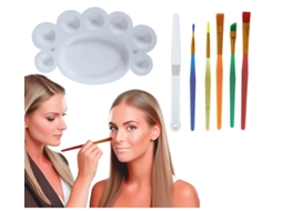 Kit de maquiagem 5 pincéis, paleta e espátula
