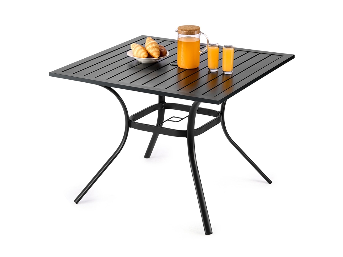 Mesa De Pátio Quadrada Preta Vevor 940 X 940 X 735 Mm Em Aço Carbono Com Carga De 68 Kg