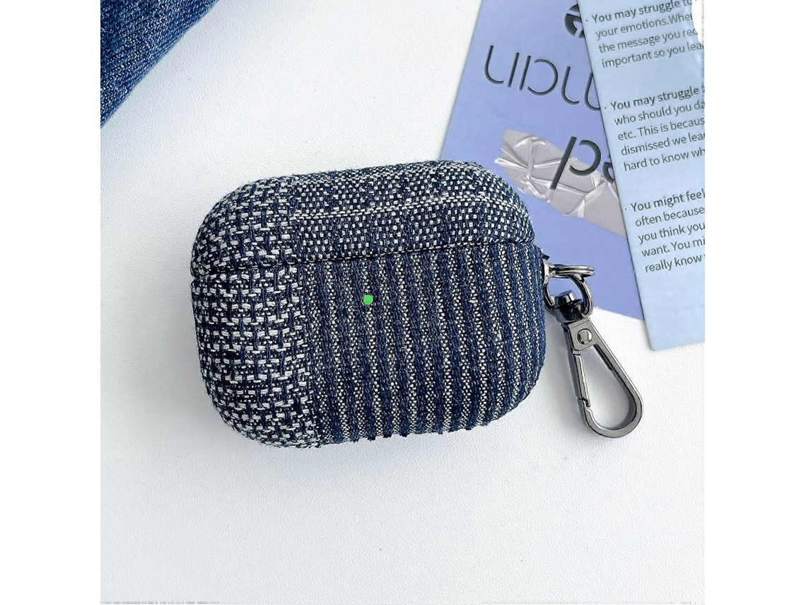 Capa protetora para fone de ouvido Bluetooth em tecido jeans com costura aparente GIECY