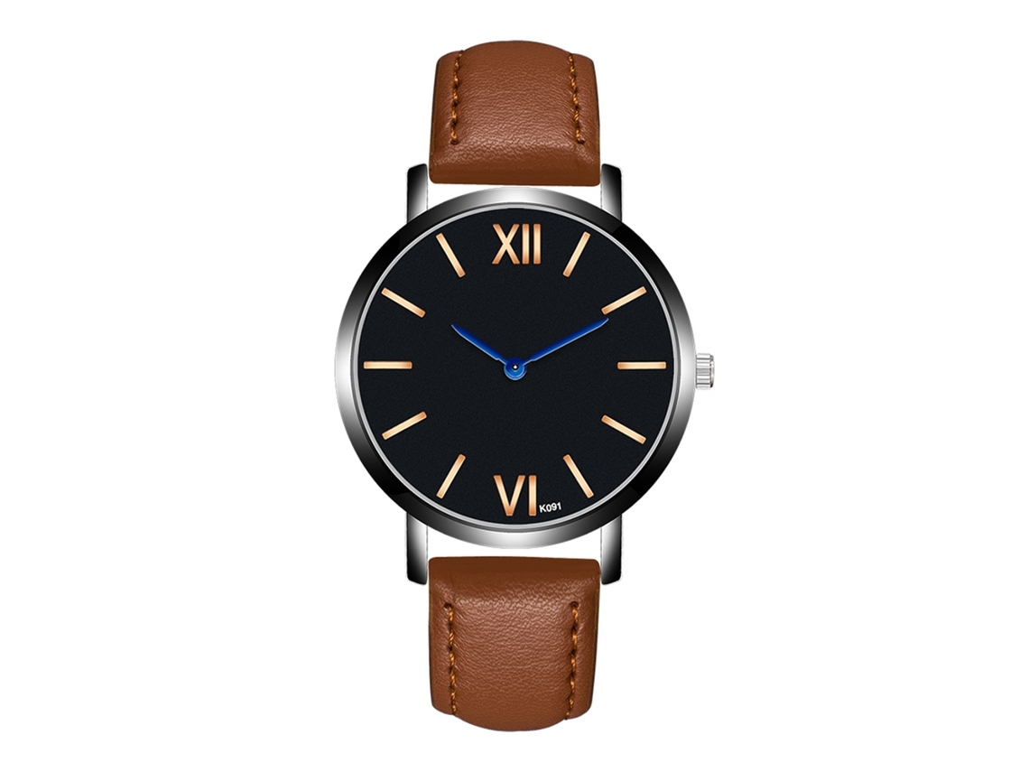 Relógio Masculino de Quartzo Zhoulianfa com Pulseira Pu Cor Café Claro