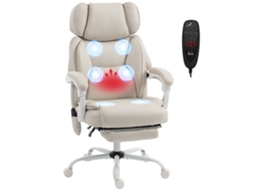 Cadeira Escritório Massagem Aquecimento Relaxamento Total Creme