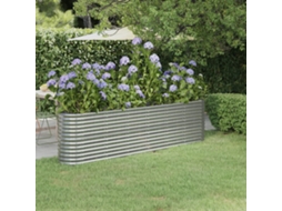 Floreira/Canteiro Elevado Jardim 260X40X68Cm Aço Revestido a Pó Prateado