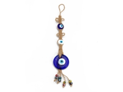 Guardião Do Olho Maligno Para Proteção Doméstica, Amuleto Nazar Feito À Mão Turco Com Encanto Azul Lucky Eye E Corda De Yute Natural, Parede De Vidro