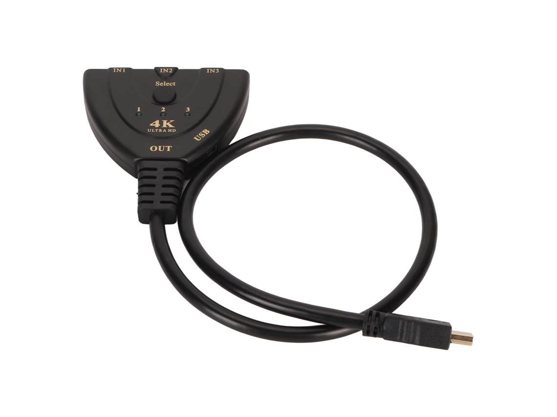 Conmutador de Interfaz Multimedia Hd 3 en 1 3 salidas compatible con 4k 3d para pc tv y proyector