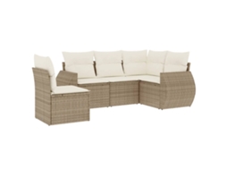 Conjunto de 5 Sofás para Jardim com Almofadões Vime Pe Bege MAISON EXCLUSIVE (5 pcs)