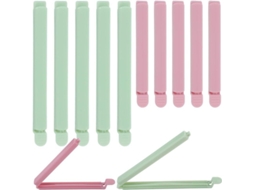 Conjunto de 10 pinças de plástico reutilizáveis para alimentos Linjou, tamanhos 4,7 e 5,9 polegadas, para armazenamento.