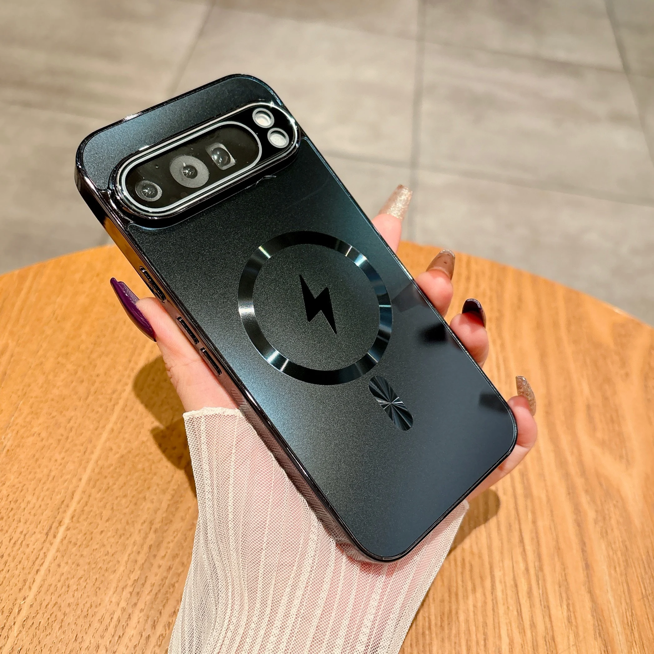 Funda De Carga (google Pixel 6 Pro Negro), Funda Protectora Magnética Mate Galvanizada.