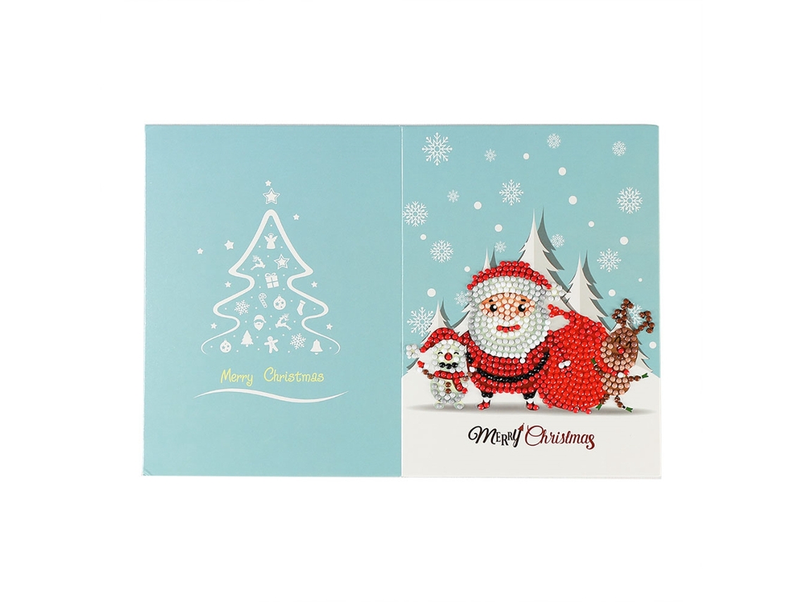 Cartão de Natal Diy com Strass e Boneco de Neve Hk005