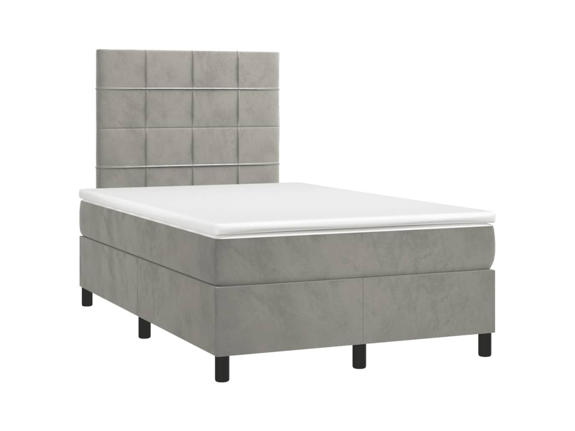 Cama Boxspring com Colchão 120x190 cm Veludo Cinzento Claro MAISON EXCLUSIVE