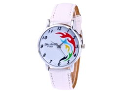 Relógio de Pulso Analógico de Quartzo com Pulseira de Pu Estilo Fashion e Mostrador Redondo (branco)