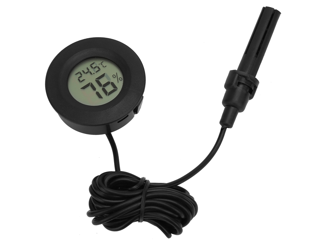 Termómetro Higrómetro Digital com Sonda de Temperatura e Umidade Preto S/MARCA