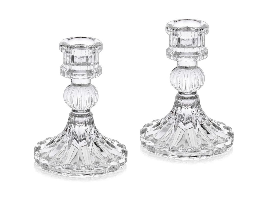 Juego De 2 Portavelas De Cristal Claro, Portavelas Decorativos Para Velas Fino, 10,5 Cm De Altura, Para Hogar Y Eventos