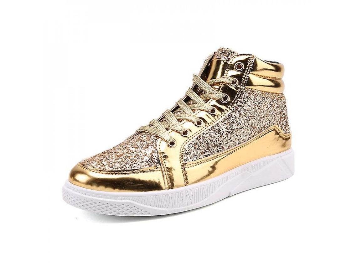 Zapatillas Altas De Hombre Com Glitter Para Festa Casual Cordões Esportivas Moda Todo Temporada Cqs 41 Ouro