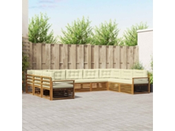Vidaxl Conjunto De Sofás Para Exterior 9 Unid. Natural E Creme