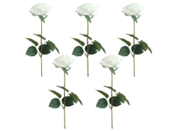 KOFIHETY 5pcs Rosas Falsas Flores Artificiais Bouquet De Hastes Longas Para Arranjos Casamento Festa Decoração Casa Cozinha
