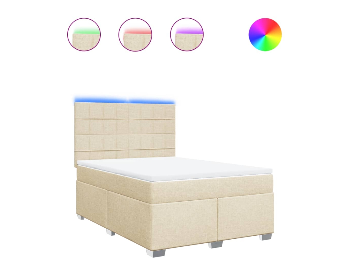 Maison Exclusive - Cama Com Molas/colchão 140x200 Cm Tecido Cor Creme