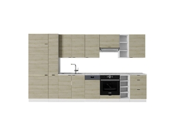 Cozinha Fame Line, 355cm, Pt Mármore, Carvalho Lambris/branco, Branco, Vicco