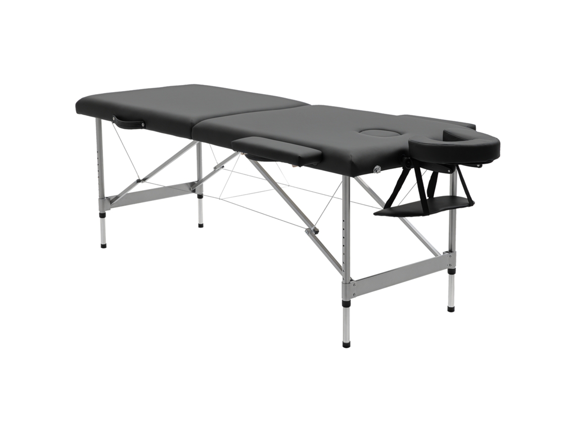 Mesa de Massagem Dobrável com Altura Ajustável em 7 Posições Apoio de Cabeça e Apoios de Braço 186x71x62 83 Cm Preto Ge
