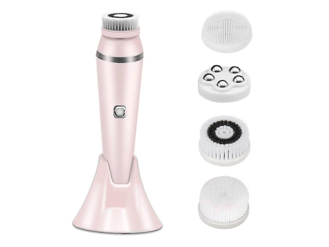 Escova de Limpeza Facial Elétrica 4 em 1: Esfoliante e Massageador Facial. Rosa GOKOCO