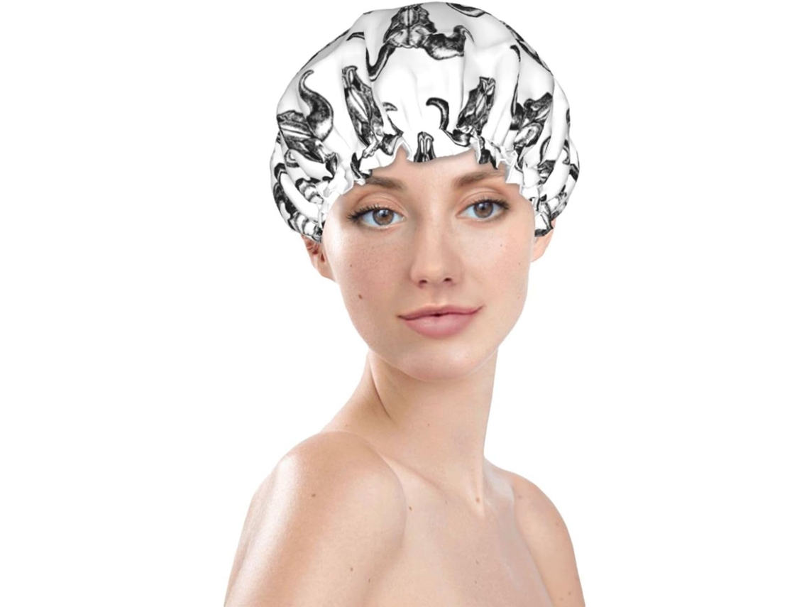 Touca De Banho Feminina, Reutilizável, Impermeável, Dupla Camada, Com Elástico, Ideal Para Cabelos Longos, Touca De
