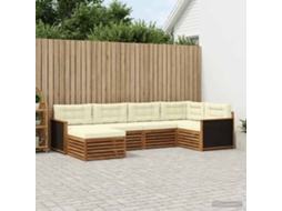Vidaxl Conjunto De Sofás Para Exterior 6 Unid. Natural E Creme