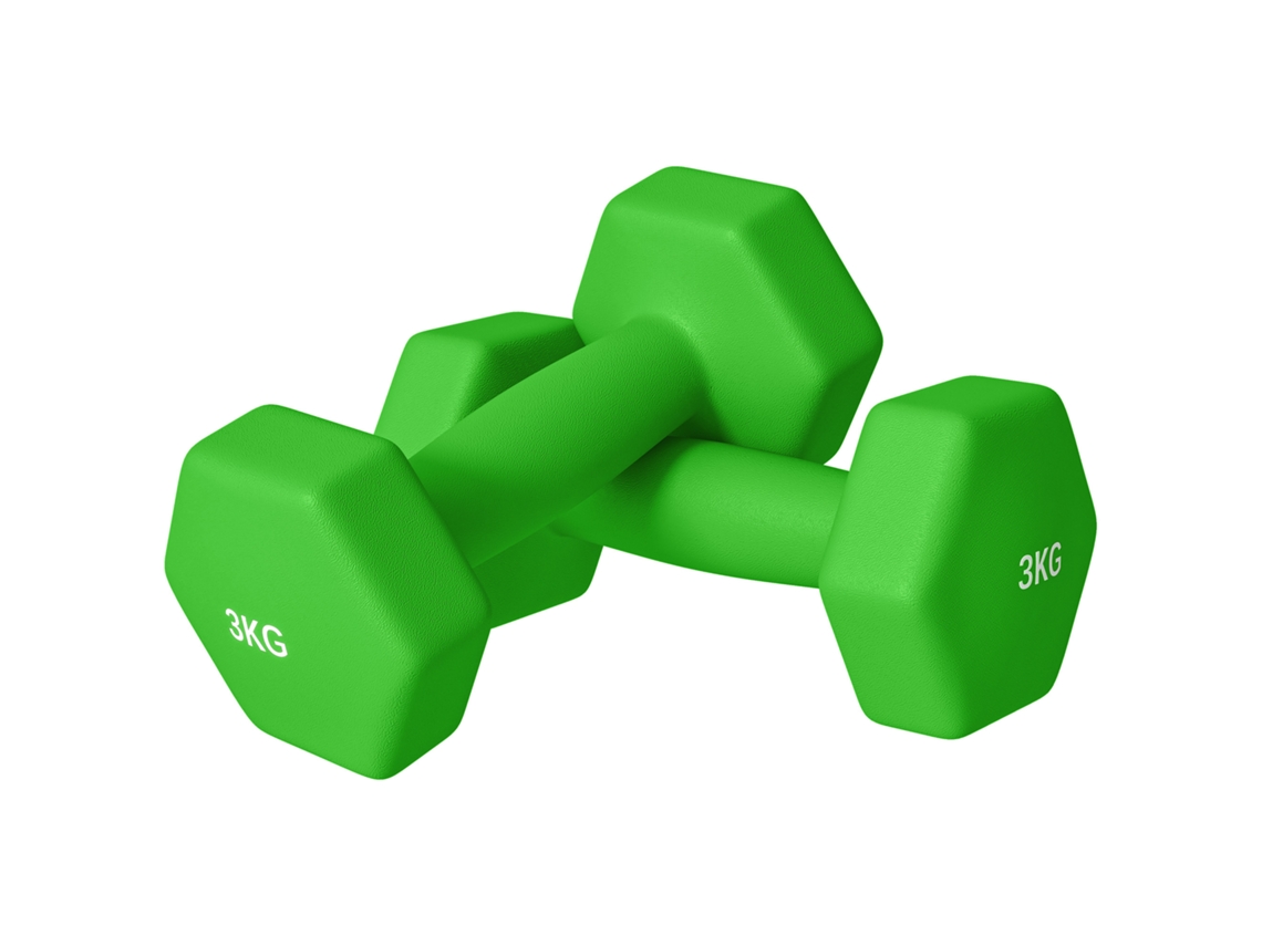 Set 2 Halteres Hexagonais 3 Kg Antiderrapantes para Casa e Academia,metal e Plástico,18x8x8 Cm,verde BTFORUS
