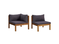 Maison Exclusive - Conjunto Sofás 2 Pcs C/ Almofadões Cinza-escuro Acácia Maciça