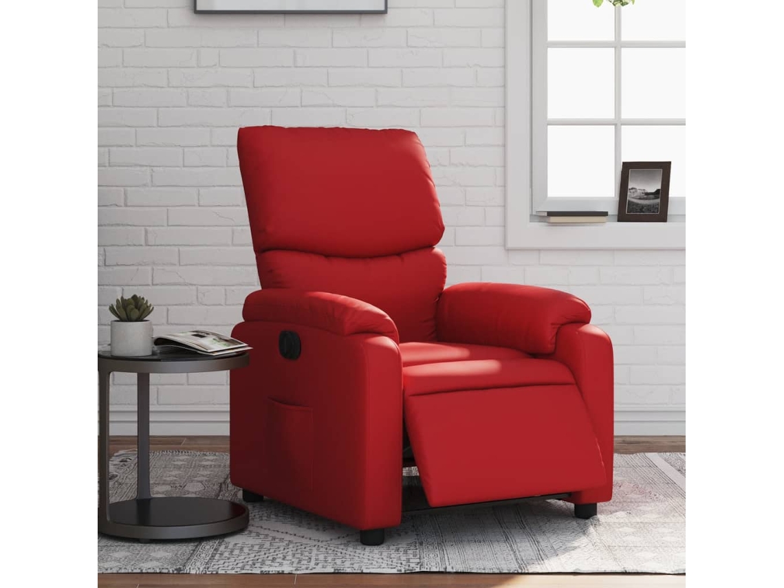 Vidaxl Poltrona Reclinável Elétrica Couro Artificial Vermelho