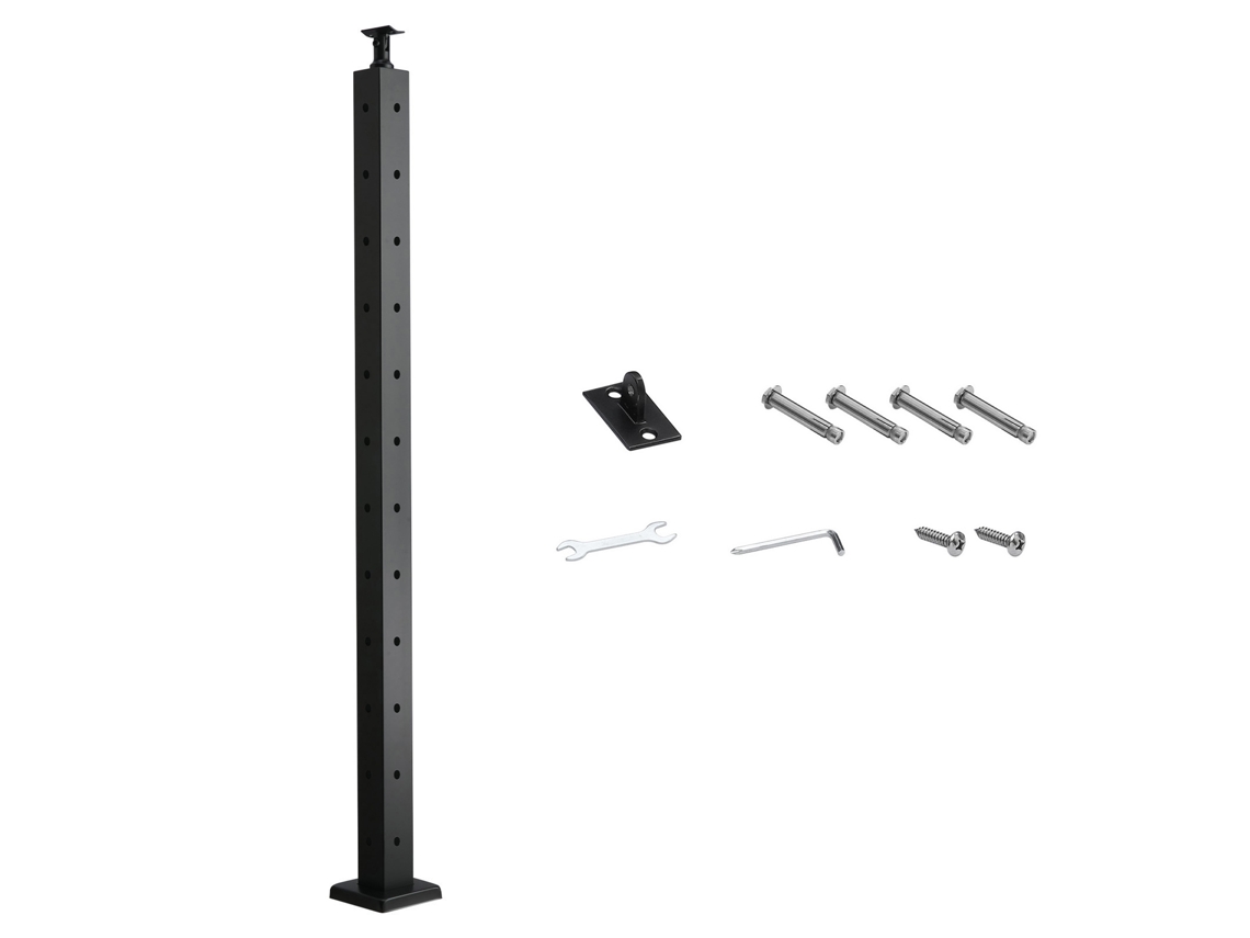 Poste De Corrimão Succebuy Em Formato L De 106,7x5x5 Cm, Preto