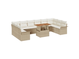 Conjunto 9 Conjunto De Sofás Para Exterior Vidaxl Bege Vime Pe (100 X 55 X 73 Cm)