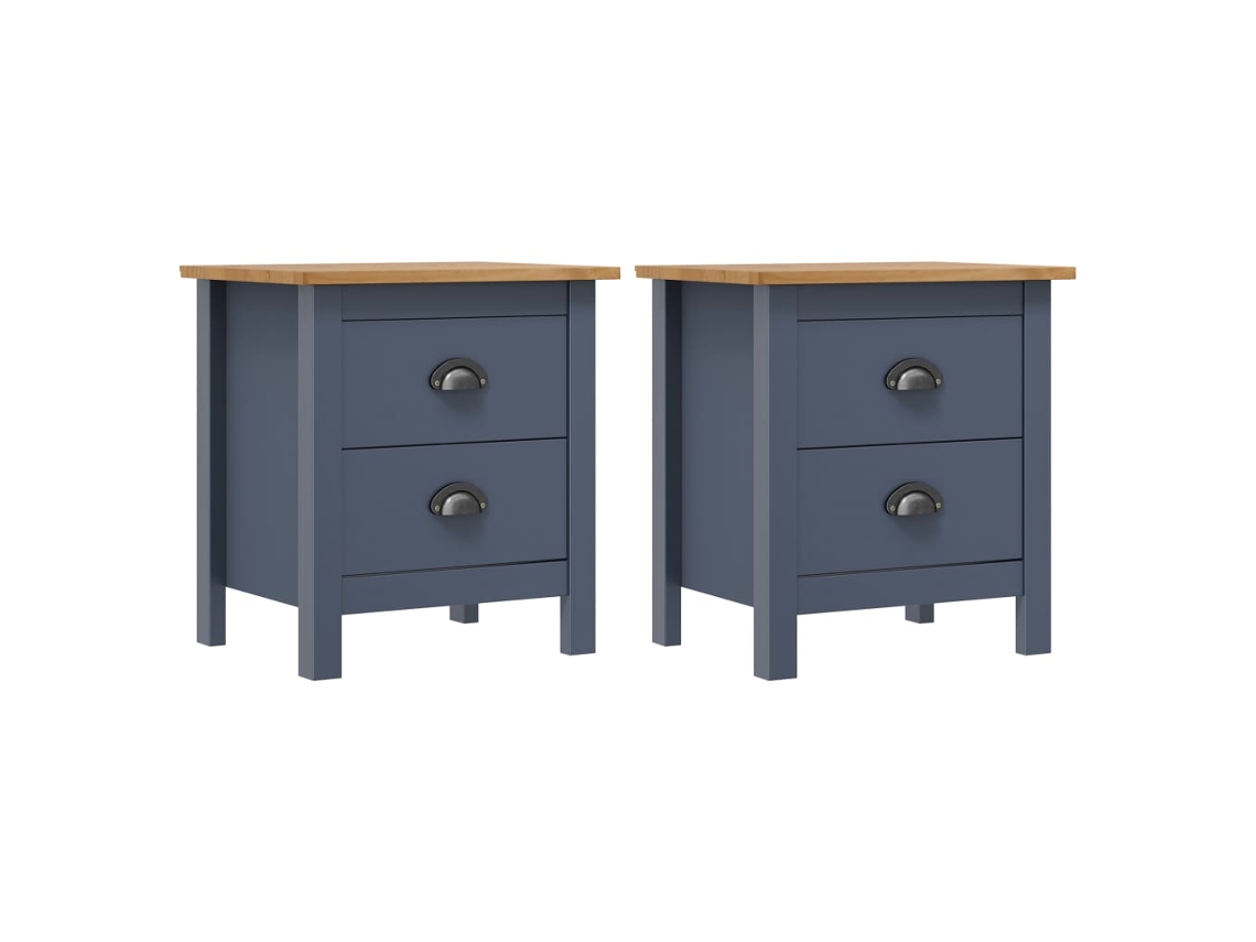 Vidaxl Mesas De Cabeceira Hill 2 Pcs 46x35x49,5 Cm Pinho Cinza