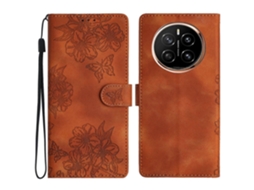 Capa De Celular Em Pu Com Estampa De Borboleta E Flor De Cerejeira