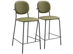 Lote de 2 Banquetas de Bar Edmond em Poliéster Verde Happy Garden