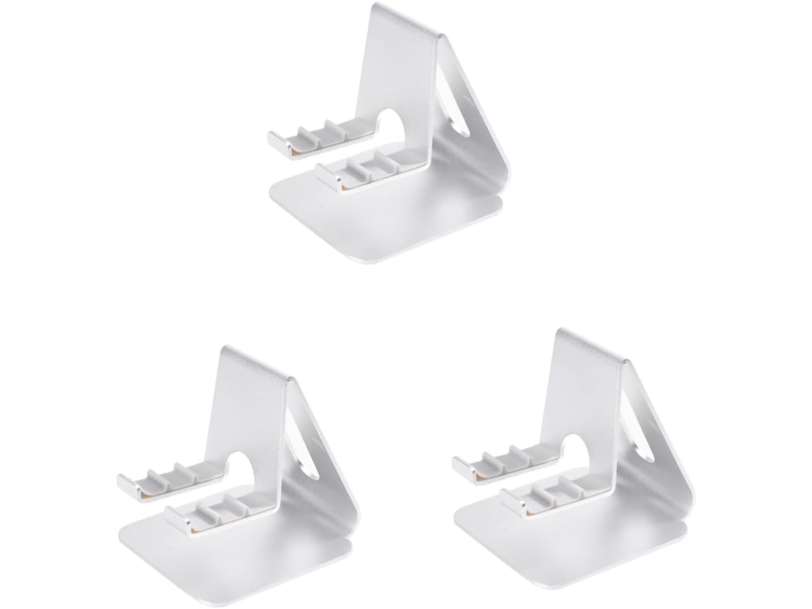 Conjunto De 3 Suportes Para Celular Com Base De Alumínio Resistente E Ângulos Ajustáveis.