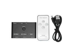 Conversor de Interface Multimedia Hd 2.1 3 em 1 com Controle Remoto, compatível com Divisor 8k 4k HDR para PS5, Xbox, PC | S/MARCA