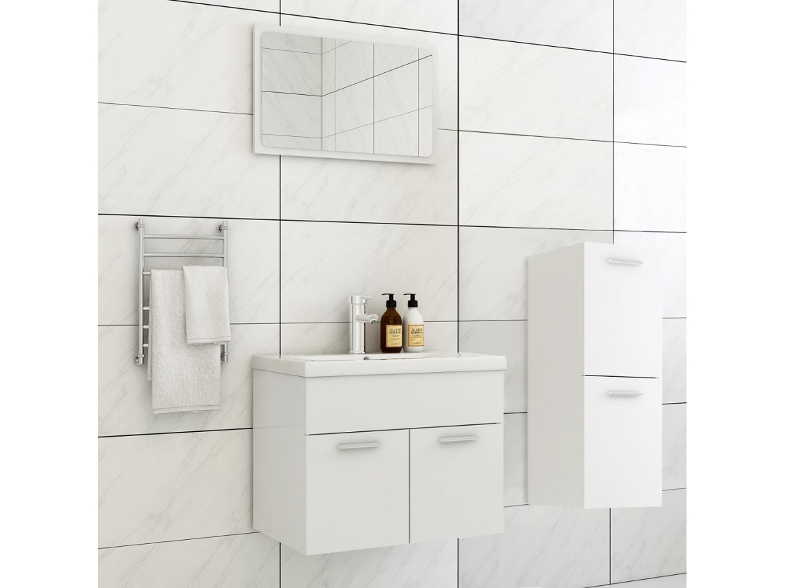 Conjunto De Móveis De Casa De Banho Derivados Madeira Branco Lovely Home