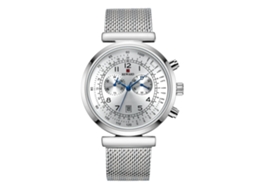 Relógio masculino de quartzo com pulseira de malha de aço, estilo casual e profissional (branco)