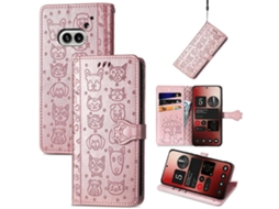 Capa De Celular Em Couro Com Estampa De Gato E Cachorro Para Nothing Phone 2a