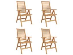 Conjunto 4 Espreguiçadeira Exterior Vidaxl Castanho Madeira De Teca Maciça (64,5 X 52 X 108 Cm)