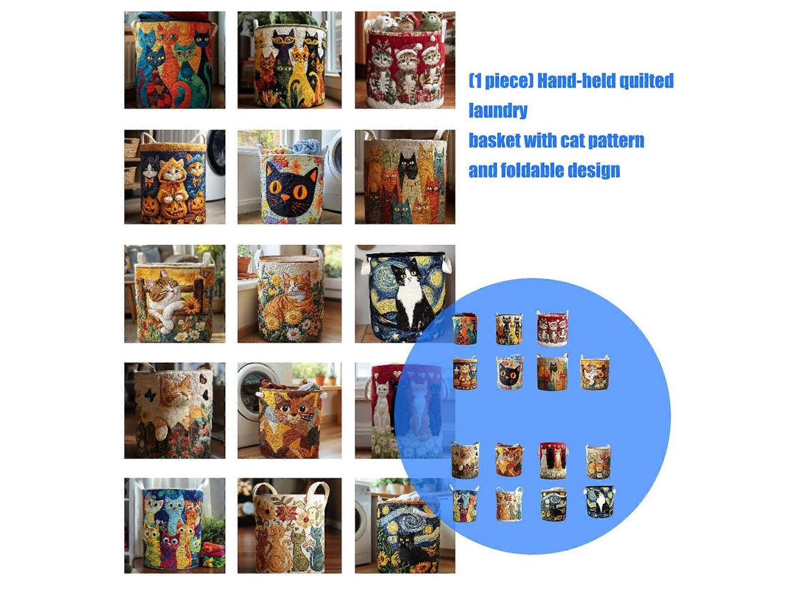 Cesto De Lavanderia Com Alças, Hamper Acolchoado Para Casa De Banho, Quarto E Arrumação Multicolor