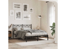 Vidaxl Estrutura De Cama Com Cabeceira 140x190 Cm Metal Preto