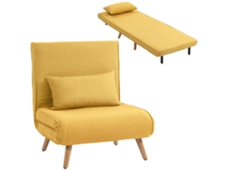 Sofá-cama Individual Dobrável Com Encosto Ajustável Em Cinco Posições, Poltrona-cama Acolchoada, 72x75x85 Cm, Amarelo.