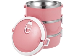 Lancheira De Aço Inoxidável 3 Compartimentos, 2, 1l, Rosa