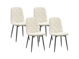 Conjunto de 4 Cadeiras de Jantar Estofadas, Veludo, Creme S/MARCA