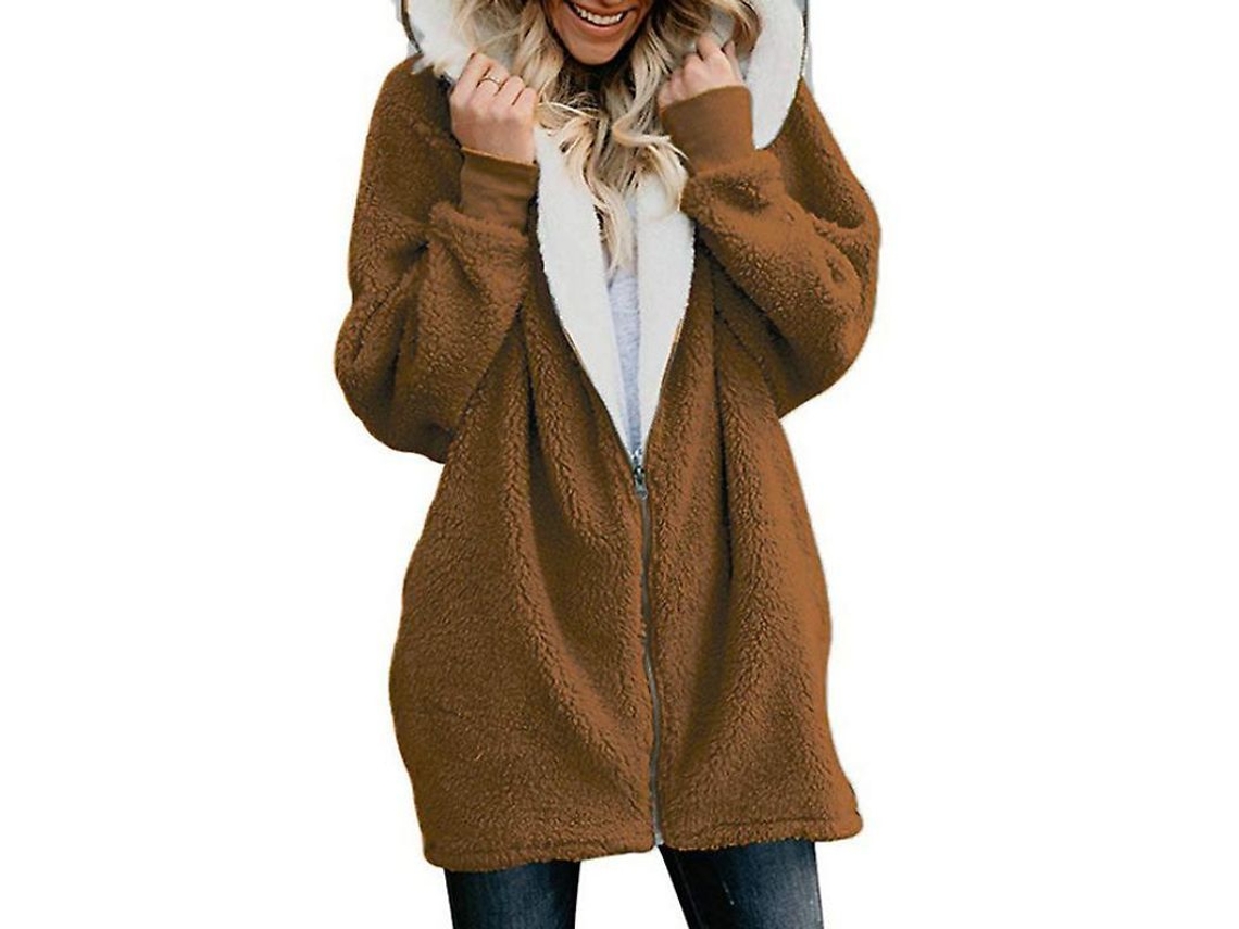 2026 abrigo com Capuz Fluffy para Mulher Jaqueta Forrada de Felpa Outerwear