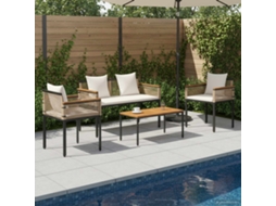 Vidaxl Conjunto de Móveis para Exterior Bege e Branco Creme Vime Pe