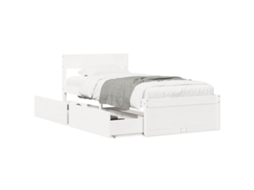 Cama Sem Colchão Madeira de Pinho Maciça Branco 100x200 cm MAISON EXCLUSIVE