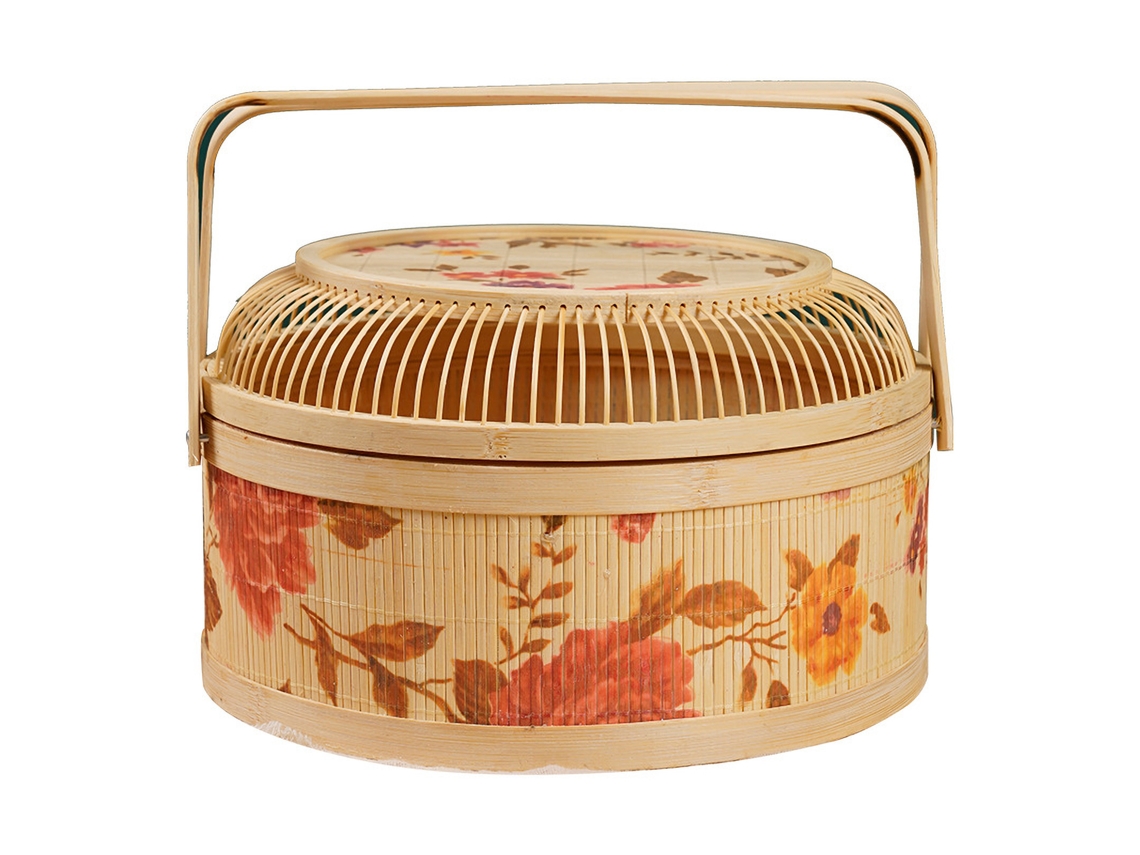 Cesta de Bambu Pequena Tecida de Ratão para Flores S/MARCA