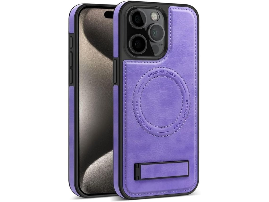 Capa Magsafe para iPhone 14 pro max VEANXIN Pele Roxo